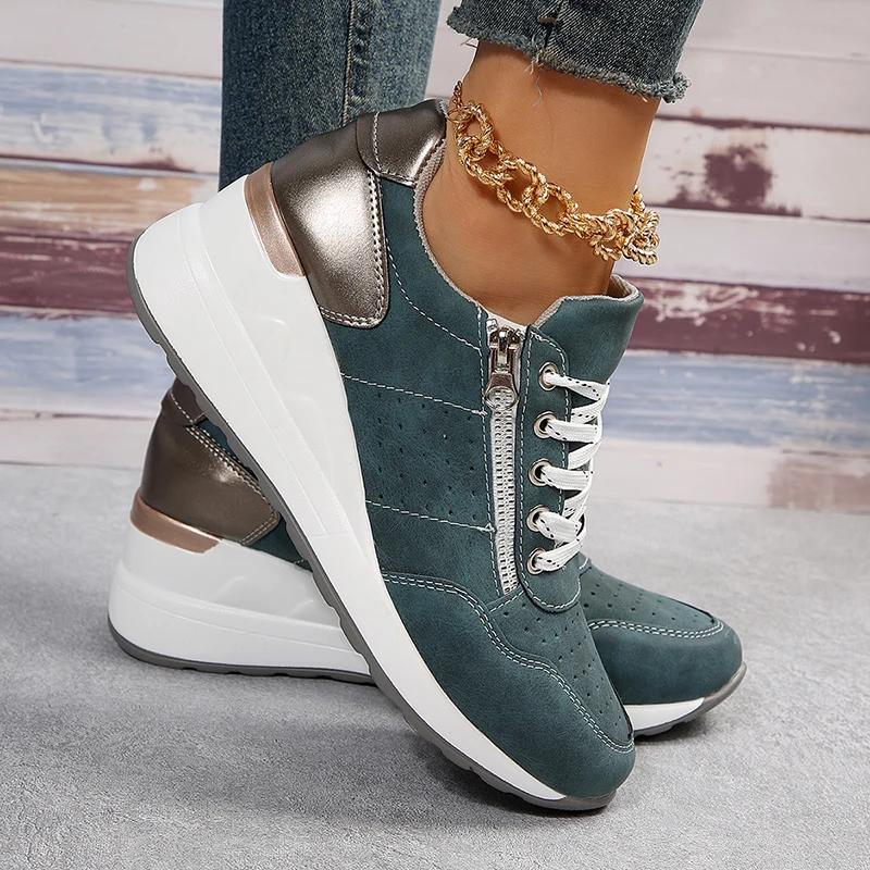 Fashion Plus Size Fashion Wedges Sneakers for Women 2025 Spring Lace Up Platform Sports Shoes Woman Lightweight Non Slip Casual Shoes
