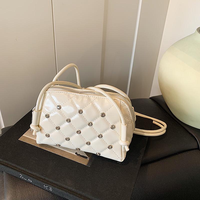

Women s bag new fashion hard shell bag clip box bag shoulder crossbody diamond bag белый
