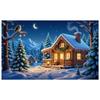 Christmas Banner Colorful Lights Xmas Banner Night Backdrop Wooden Cabin Holiday Background For New Year Decor Christmas Indoor