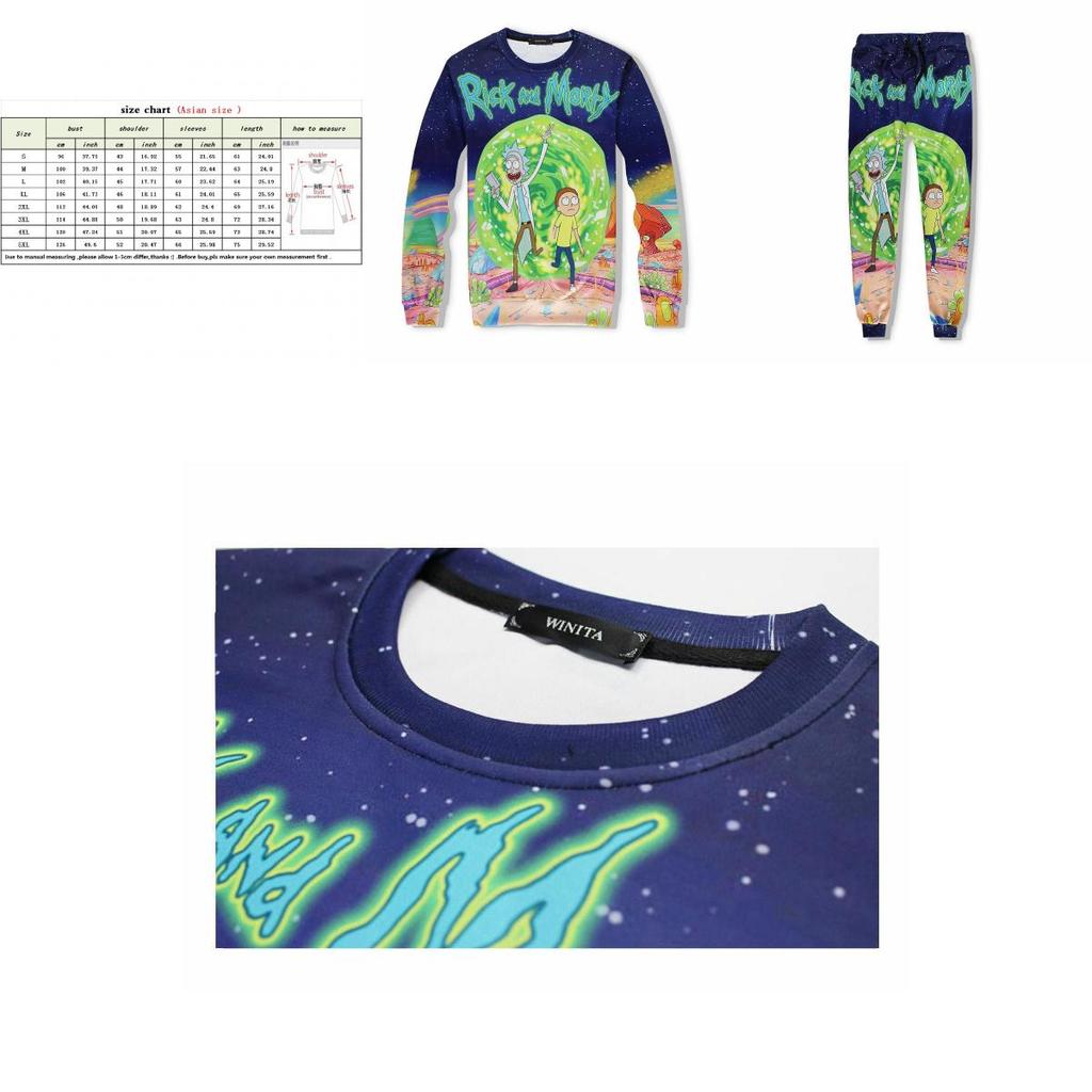 Fun New Rick And Morty Cartoon Galaxy 3d Sweater Hoodie Pants Outfit Tracksuit