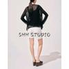 Autumn New Women's Clothing Idle Style Single Row Multi-Buckle Mesh Hem Long Sleeves V-neck Knitted Jacket 2756104