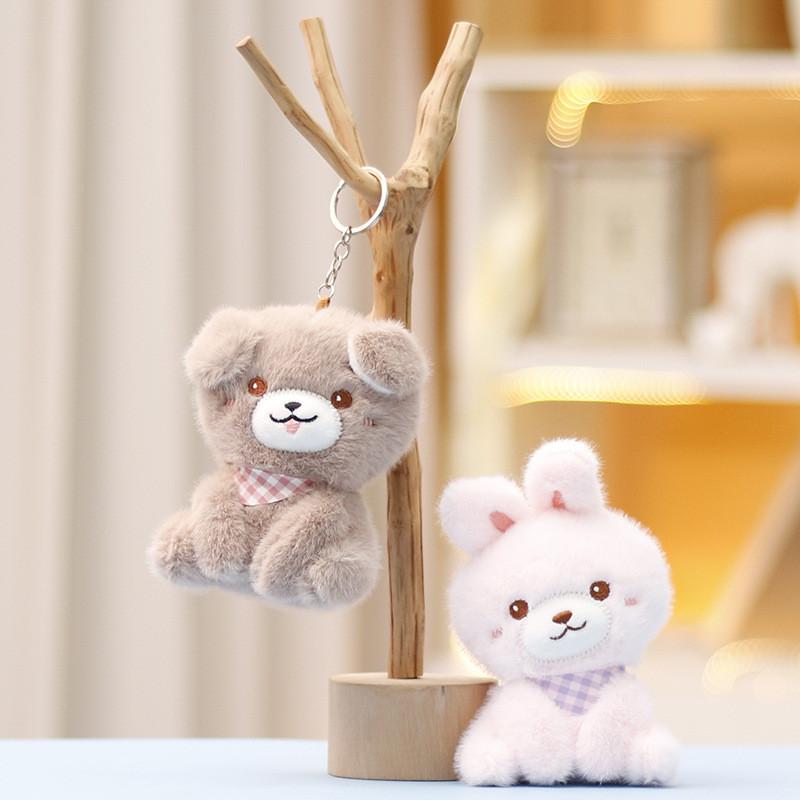 Rabbit Bear Duck Keychain Cute Cartoon Girl Backpack Hanging Plush Gift Doll