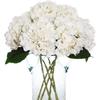 1pcs Fake White Flowers Artificial Silk Hydrangea Flowers Bouquets Faux Hydrangea Stems for Home Table Centerpieces Wedding Party Decoration (White)