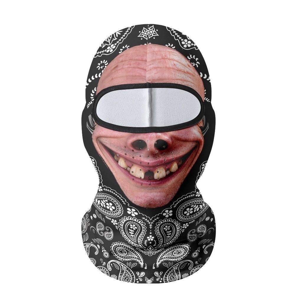 3D Face Printed Old Man Balaclava Face Mask Paisley Print Funny Face Funny Ski Mask Full Coverage Elastic Winter Mask Cover