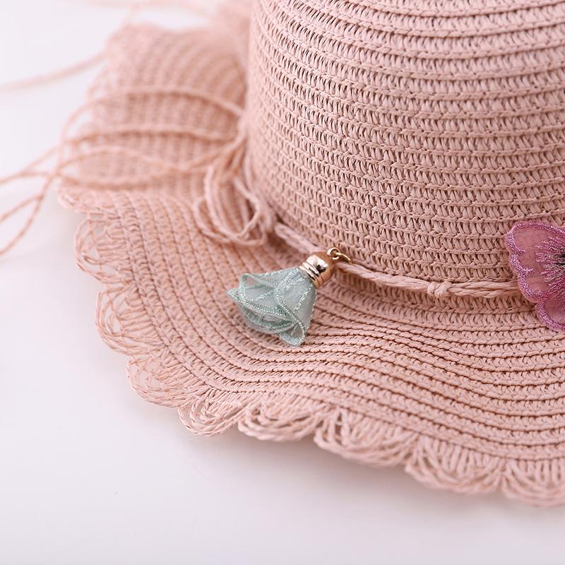 Summer Children'S Sun Hat Straw Hat Girls Large Brim Sun Hat Parent-Child Beach Hat Female Hat