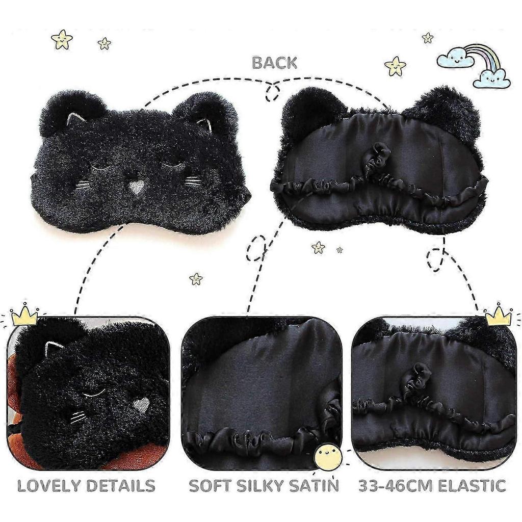 Silk Sleep Mask - Comfortable Eye Night Mask (Black Cat)