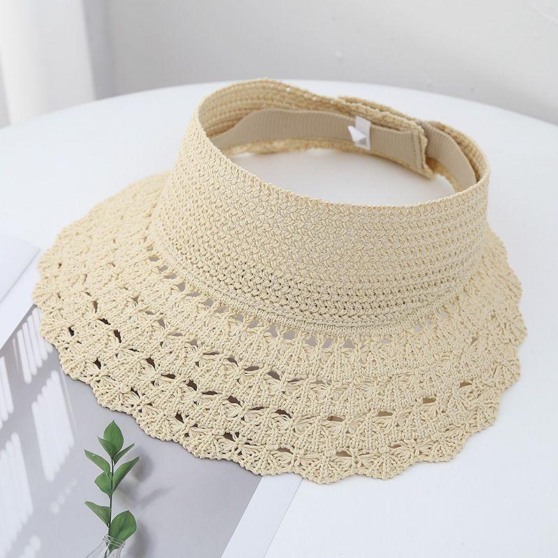 100.00kg Plus Size Women's Big Brim Grass Bows Hand-Woven Seaside Beach Hat Sun-Proof Face Cover Sun-Shade Straw Hat