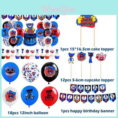 Poppy Playtime Huggy Wuggy Birthday Party Decorations Premium Set Of Balloons And Cake Toppers