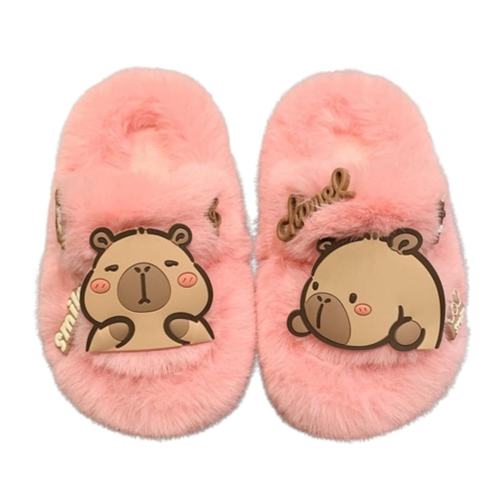 

Kawaii Capibara Plush Slippers Creative Winter Home Shoes Children Warm Capybara Slippers Indoor 34-35 рожевий