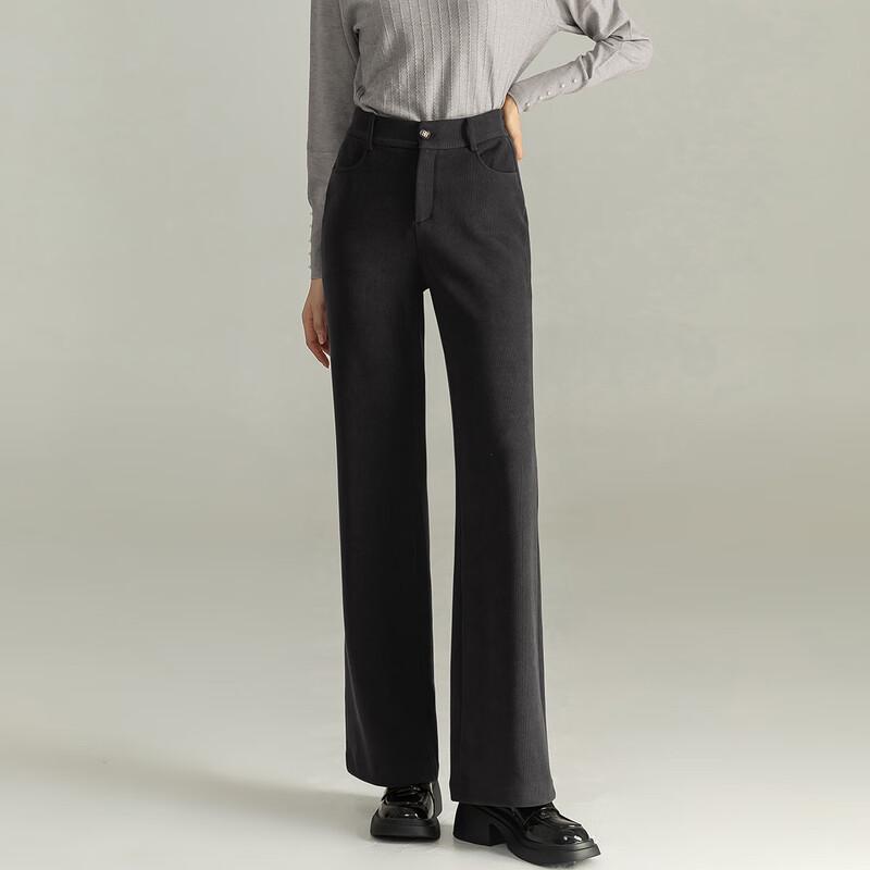 Mengshuya Women's High-Waisted Knit Chenille Straight-Leg Pants