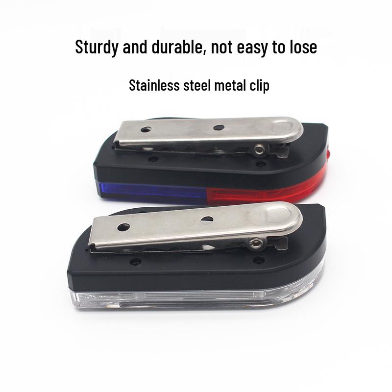 Rechargeable Red/Blue Strobe Flashing Shoulder Light with Handheld Electronic Whistle for Cycling and Security Patrol