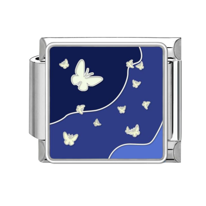 Blue Night Starry Sky Moon Star Cats Dog Heart Butterfly Italian Charm Links Fit 9mm Stainless Steel Bracelet Women DIY Making