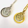 Magnifying Glass Pendant Necklace with Sparkling Rhinestones and Luxury Floral Openwork Pattern (Gold)