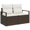 Sofa Set 8 Pieces Brown and Cream White Poly Rattan and Steel
