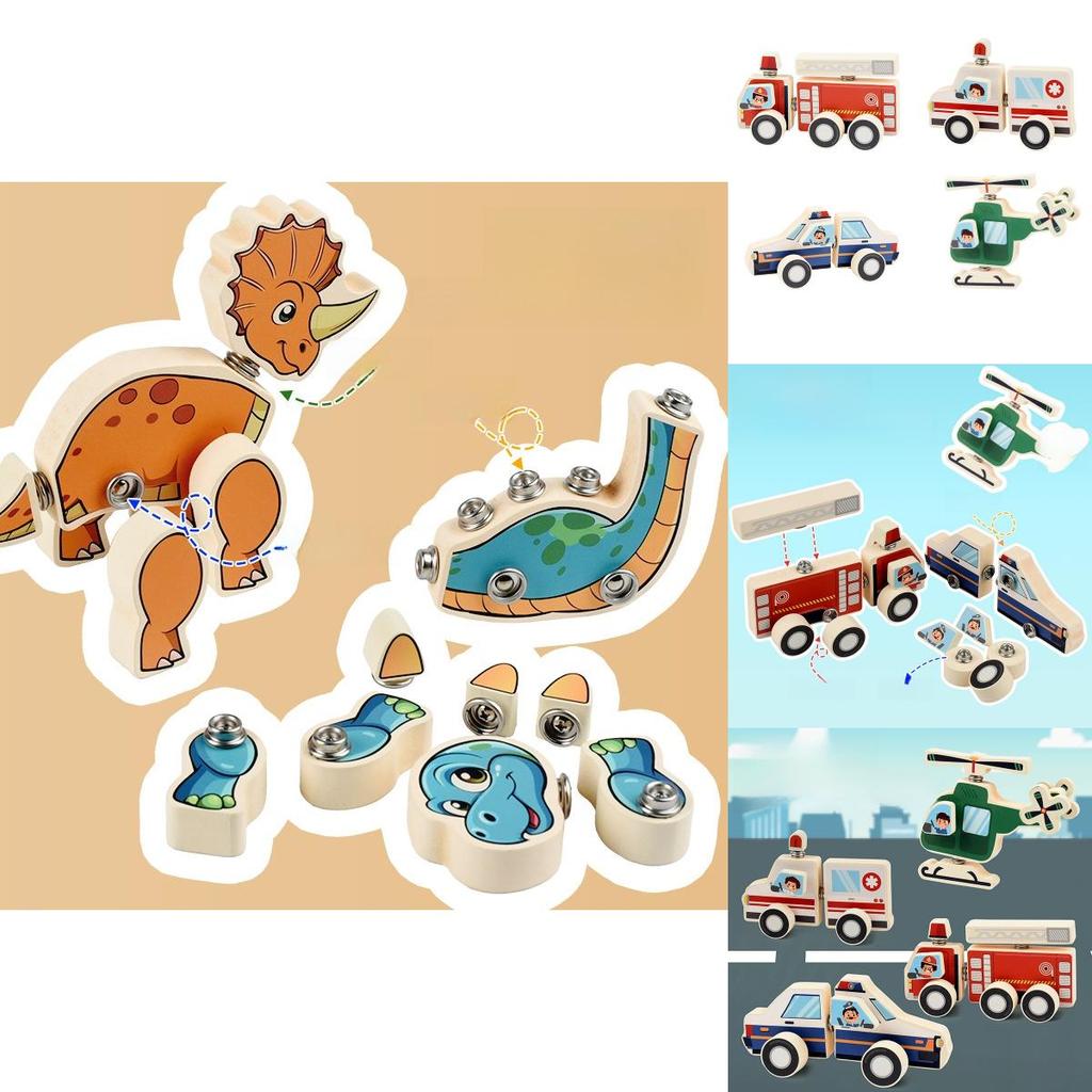 Wooden Dinosaur Building Blocks Educational Toy For Kids Developmental Play