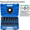 16-Piece Pneumatic Air Cannon Hex Socket Set (10-32mm) for Electric Wrench