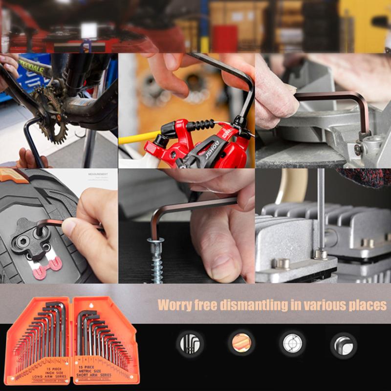 30-teiliges Sechskantschlüssel-Set, Inbusschlüssel-Set, SAE Metrisch, S2 Werkzeugstahl, Handwerkzeug-Set für Reparatur und Wartung
