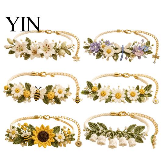 Forest Style Jewelry Crafting DIY Crochet Bracelet Kit, Flower Craft Set with Beads, Creative Hobbies for Relaxation Floral Making Kit Beginners,