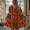 Women's Retro Kilim Motif 3D Print Long Sleeve Open Front Cardigan, Casual Loose Fit Lightweight Street Style Outerwear