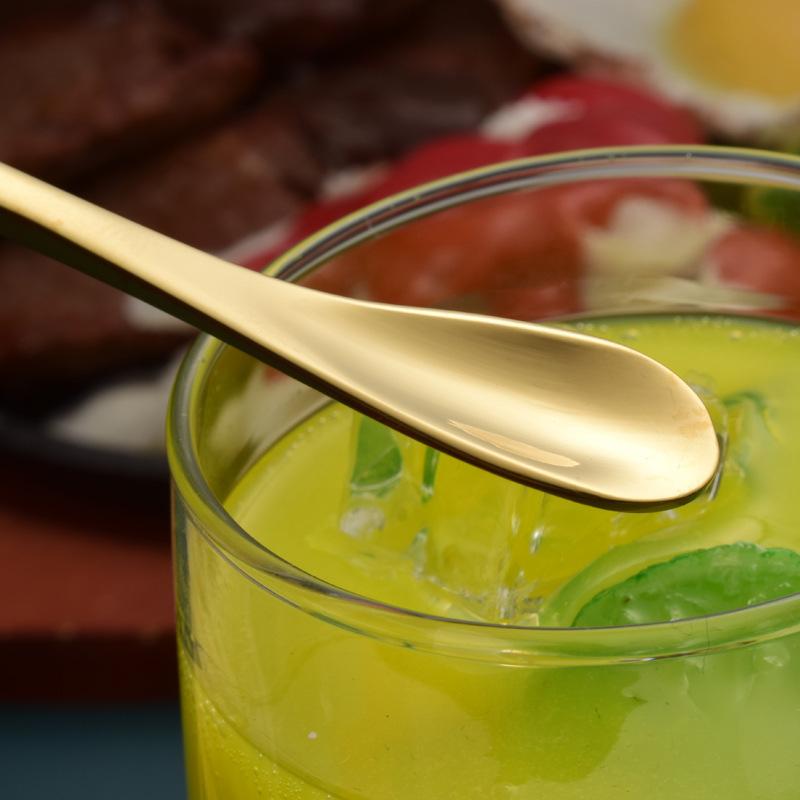 1PC Stainless Steel Long-handled Stirring Spoon, Japanese Thickened Matte Coffee Spoon, Bar Dessert Ice Spoon