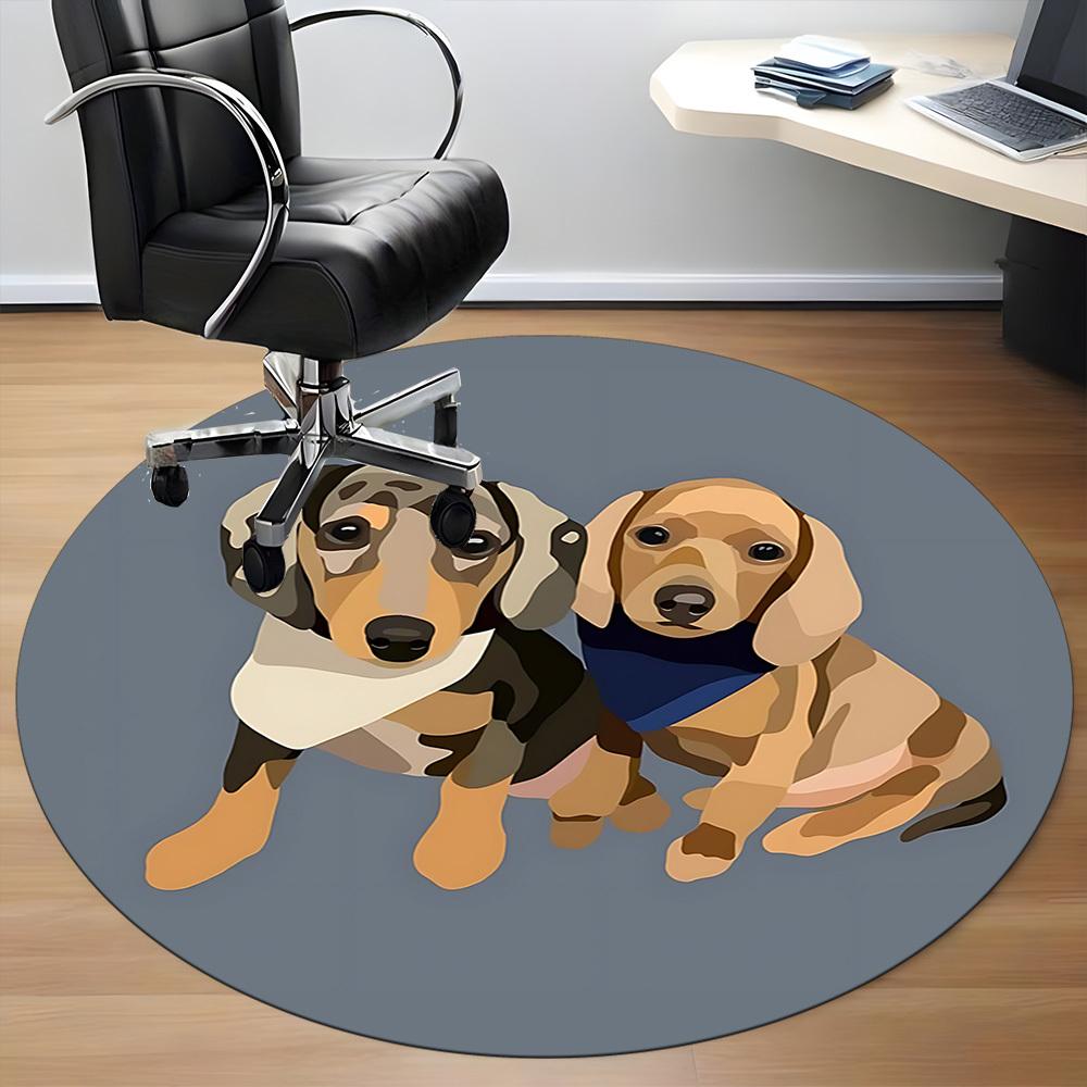 1pc Dogs Office Round Rug, Non-slip, Soft and Durable Office Rug for Interior Decoration, Perfect for Office, Beautiful Decoration yy260323010
