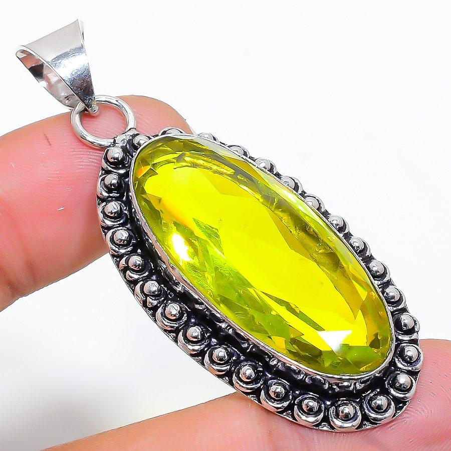 

Lemon Topaz Gemstone Handmade Ethnic Jewelry Pendant 2.29 VR-3935