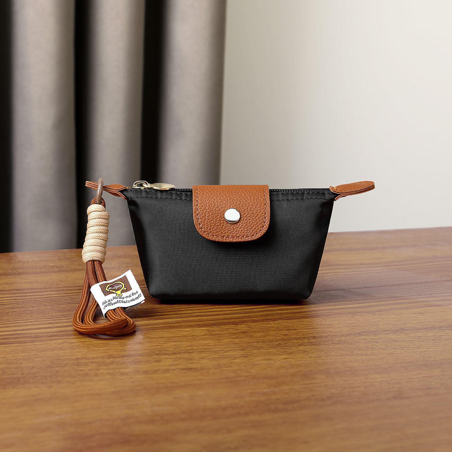 

Мини-сумка-пельмень в стиле колор-блок - Унисекс нейлоновый держатель для монет, ключей, помады и наушников с подвеской.