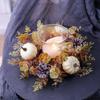 Candle Cup Holder Wreath Stable Artificial Eucalyptus Wreath Pumpkin Candle Holder Wreath Autumn For Living Room Coffee Table