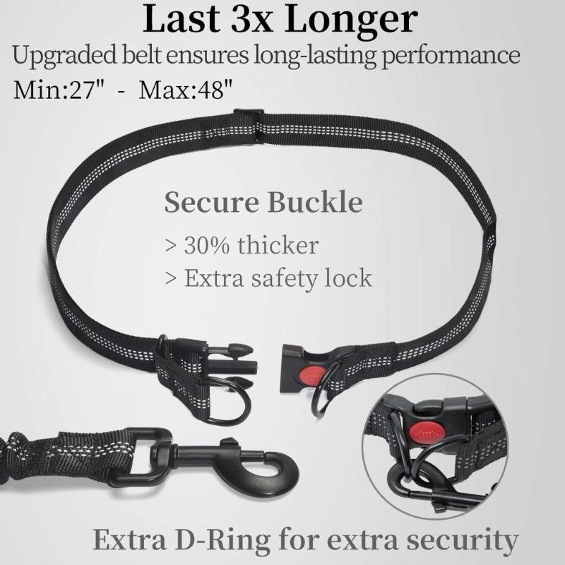 Heavy Duty Nylon Dog Leashes with Elastic Rope Waist Belt Bag and Safety Reflective Design for Breeds Walking