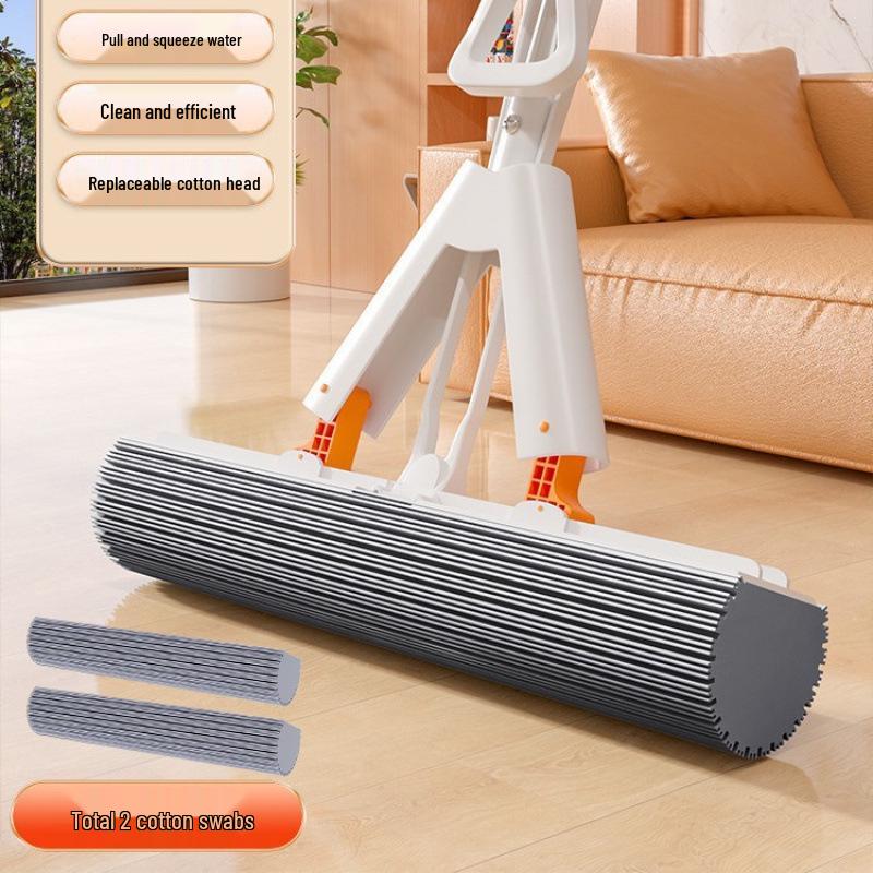 Freihändige Doppelfalt-Schwammwischmopp - Hohe Saugfähigkeit für Badezimmerböden