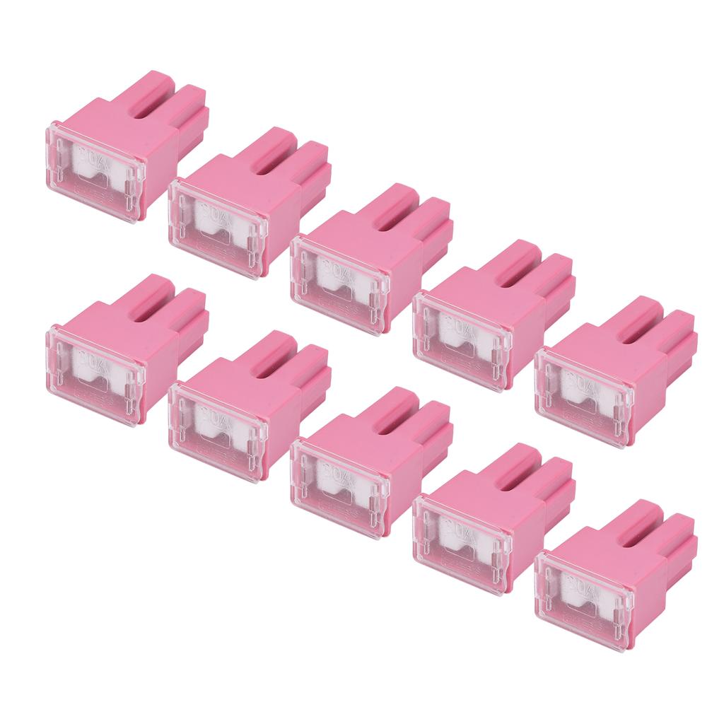 10PCS Slow Blow Fuses 30A 32V Double Straight Female Terminal Push In Type Fuse Set for Cars Trucks