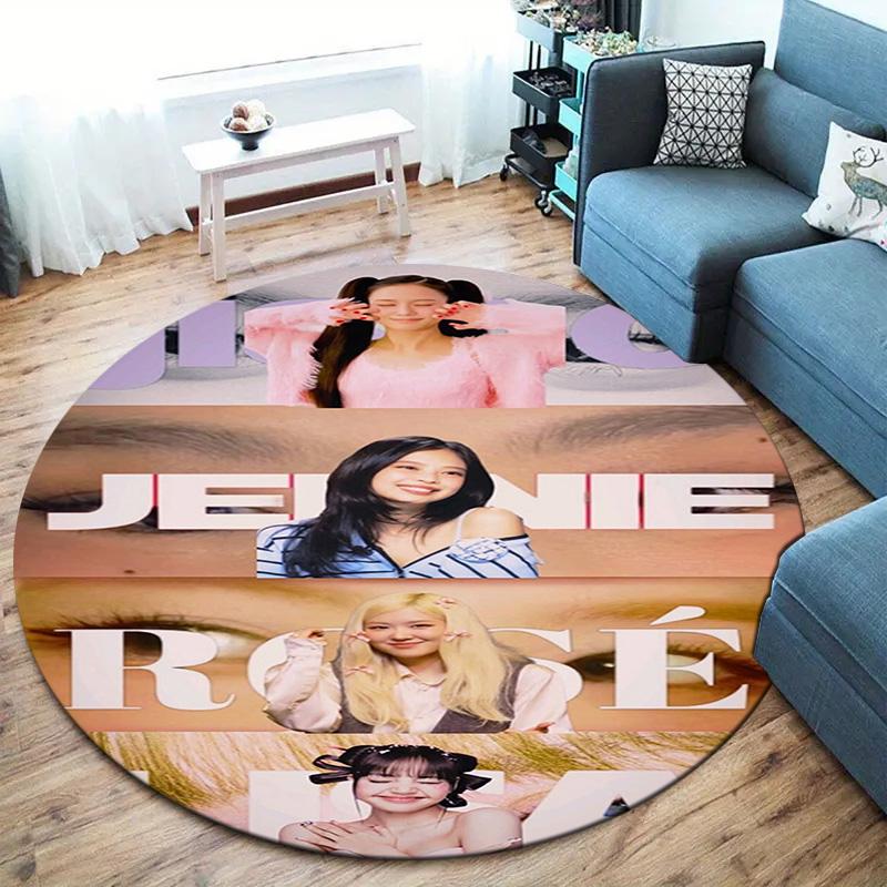 Blackpink Round Area Rug,Carpet Rug for Living Room Bedroom Sofa Playroom Decor,Non-slip Floor Mat