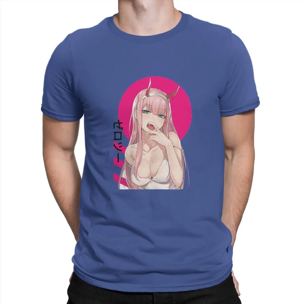 Zero Two Sexy T Shirts Men Cotton Funny T-Shirt Round Collar Darling In The Franxx Anime Tee Shirt Short Sleeve Tops Gift Idea