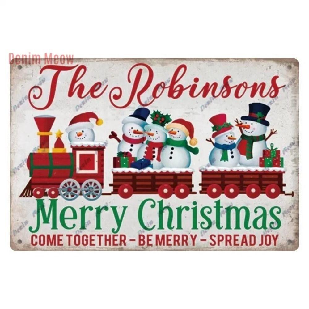 Vintage Christmas Metal Tin Sign Home Festive Wall Decor