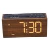 Digital Alarm Clock Wooden LED Dimmable USB Plug in Electric Desk Clock Loud Alarm with Adjustable Volume Snooze for