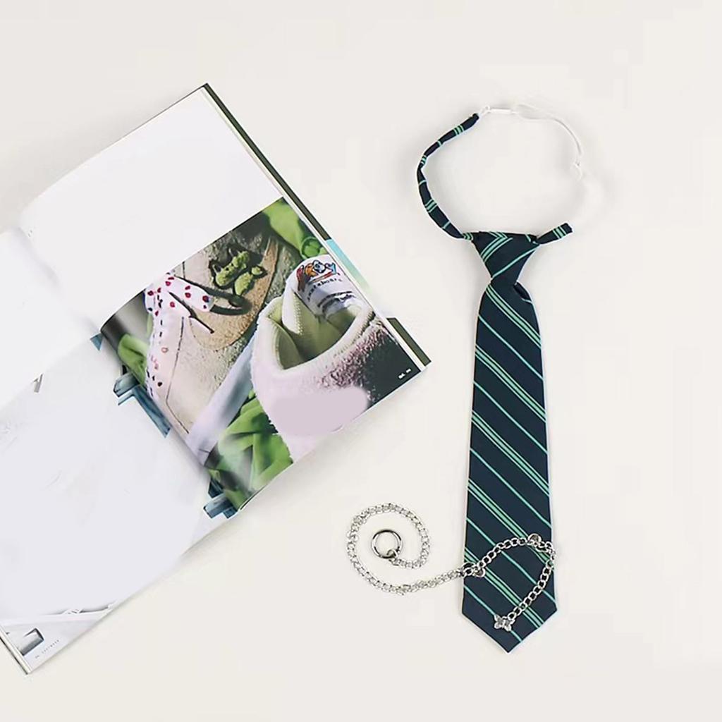Elegant JK Necktie with Gothic Metal Chain Butterfly Pendant Stylish Bowtie for Men and Women