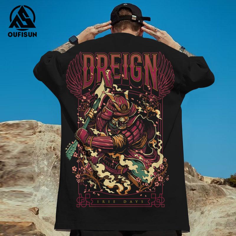 T-Shirts For Men 3d Japanese Ghost Warrior Print Man T-Shirt Hip Hop Tees Oversized T Shirt Men Clothes Vintage Street Tops