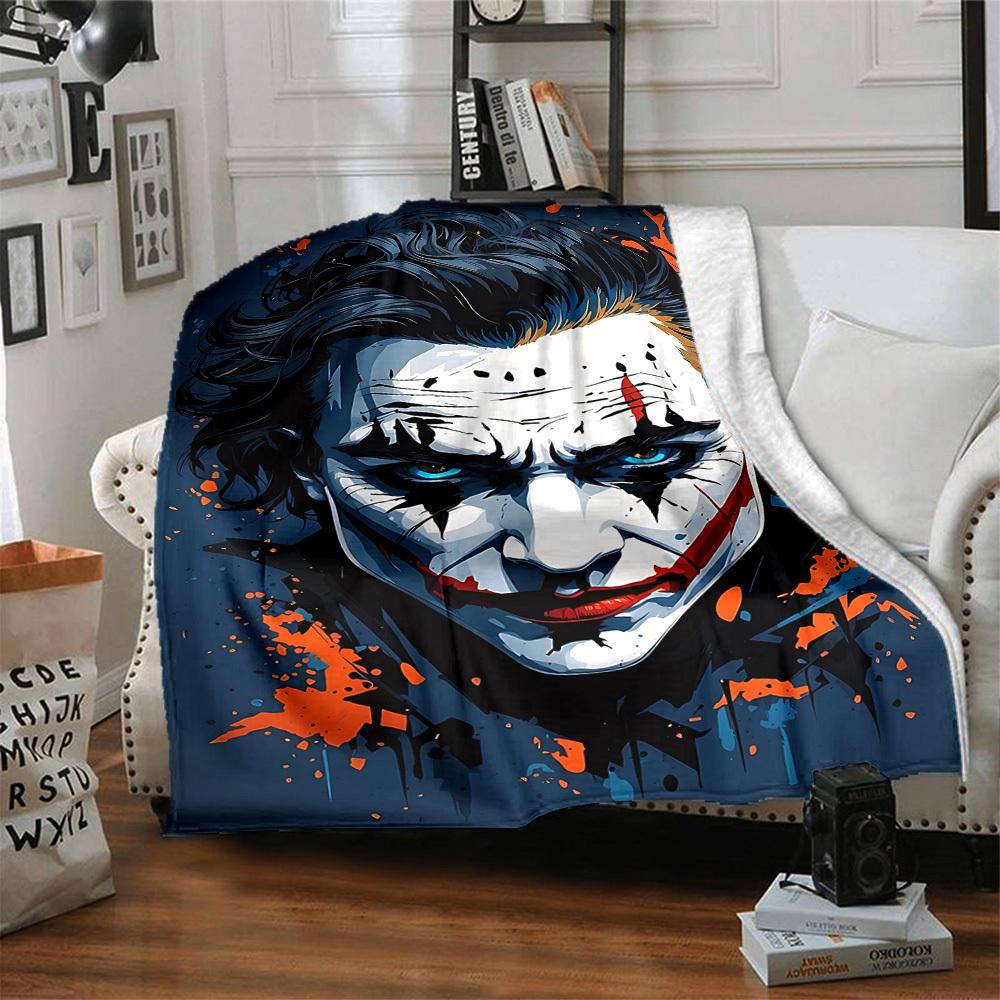 1pc Joker Flannel Throw Blanket - HD Printed Lightweight Soft Warm All-Season Blanket for Sofa, Bed, Travel, Camping 106
