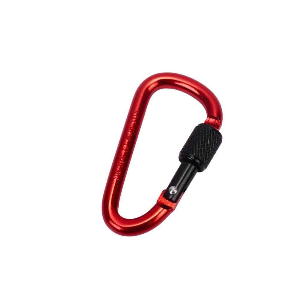 D-Shaped Locking Aluminum Carabiner No. 6 with Keyring for Backpack and Rope
