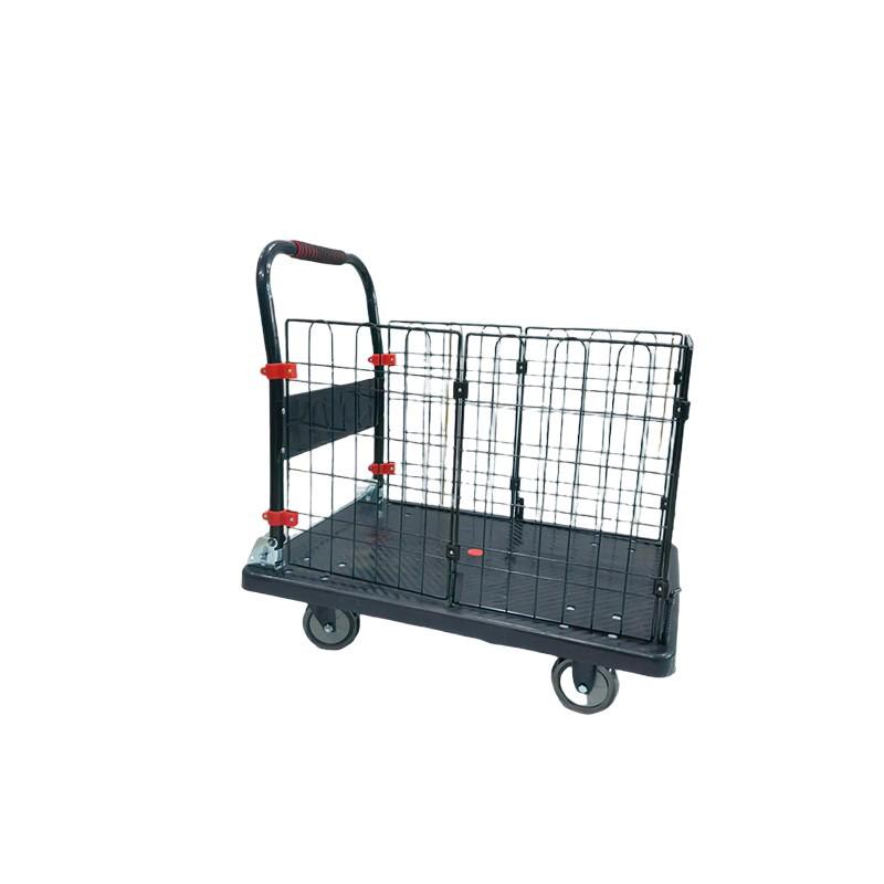Compact High-Fence Cart for Quiet Transport, Foldable Warehouse Flatbed, Household Storage Trailer