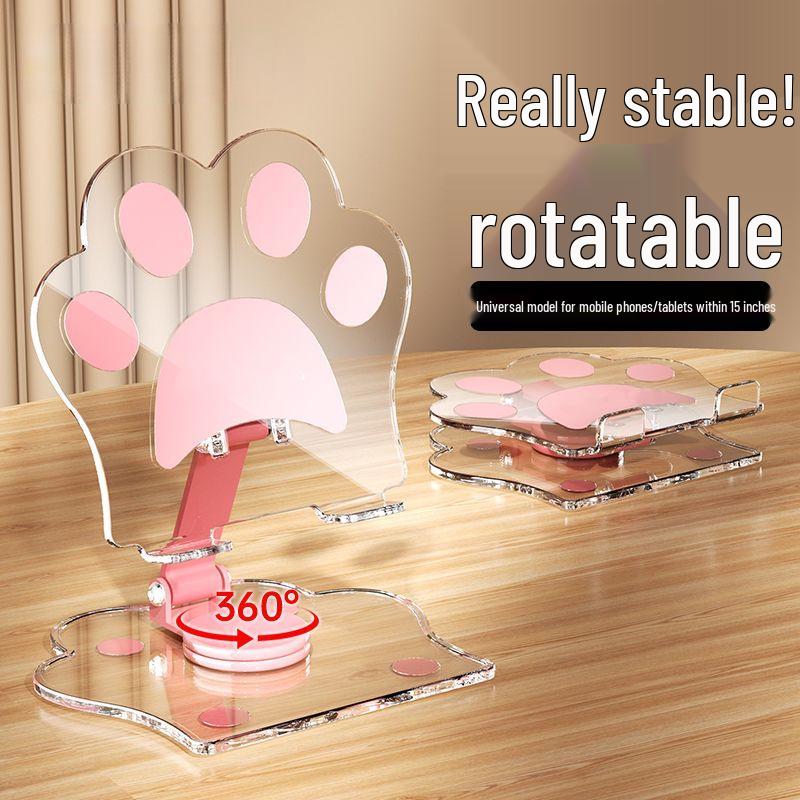 Cat Paw 360° Rotating Folding Phone & Tablet Stand: Essential for Binge-Watching & Multi-Functional Desk Use