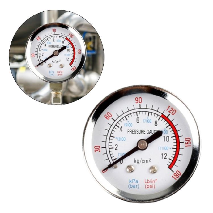 Professional Pressure Gauge Back Mount Hydraulic Pressure Gauge 0-180 PSI Metal