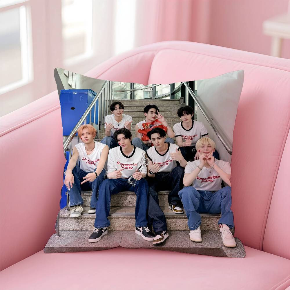 Korean Boy Team E-Enhypen Pillow Case Pattern Printing Pillowcase Living Room Sofa Cushion Cover Bedroom Room Decor