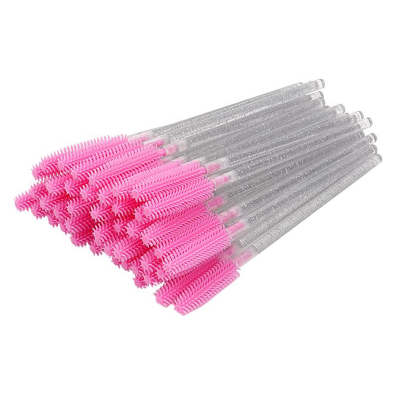 Silicone Crystal Rod Disposable Mascara Brushes, Portable Style, 50-Piece Bag, Convenient Eyelash Comb