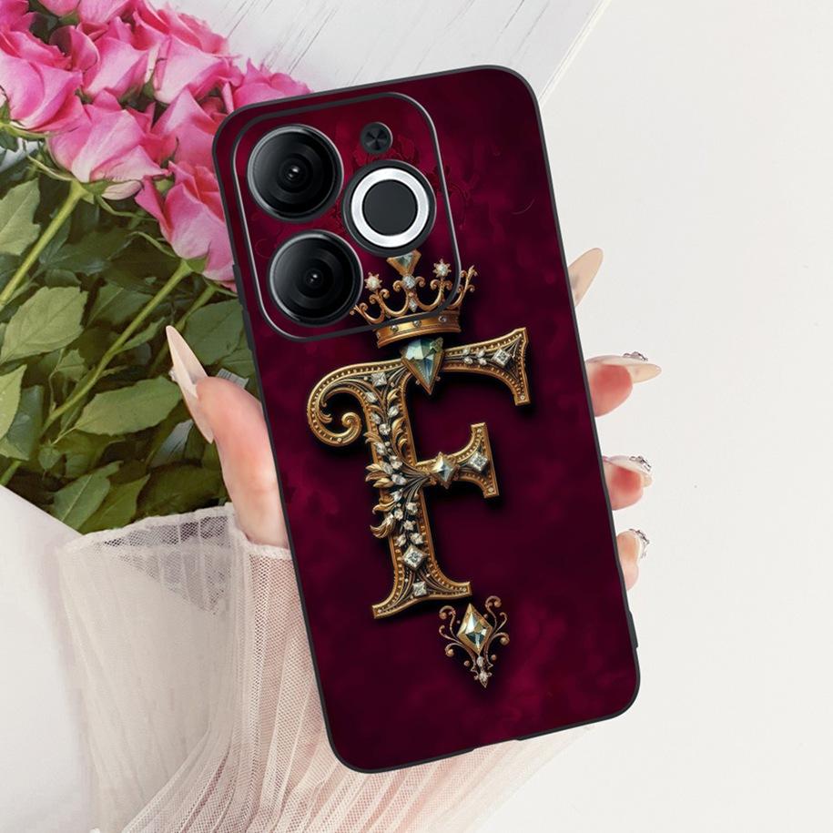 For Itel A80 Case A671L A671LC Back Cover Luxury A Z Initial Letter Crown Soft Silicone Couple Phone Case For ItelA80 A 80 Shell