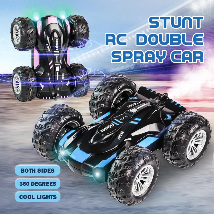 RC Spray Car 2.4G Double-sided Stunt with Lights Children's Toys Direct Charging Compatible External Charging