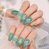 Chinese Dark Green Marble 3D Camellia Gold Thread Detachable Nail Art Stickers