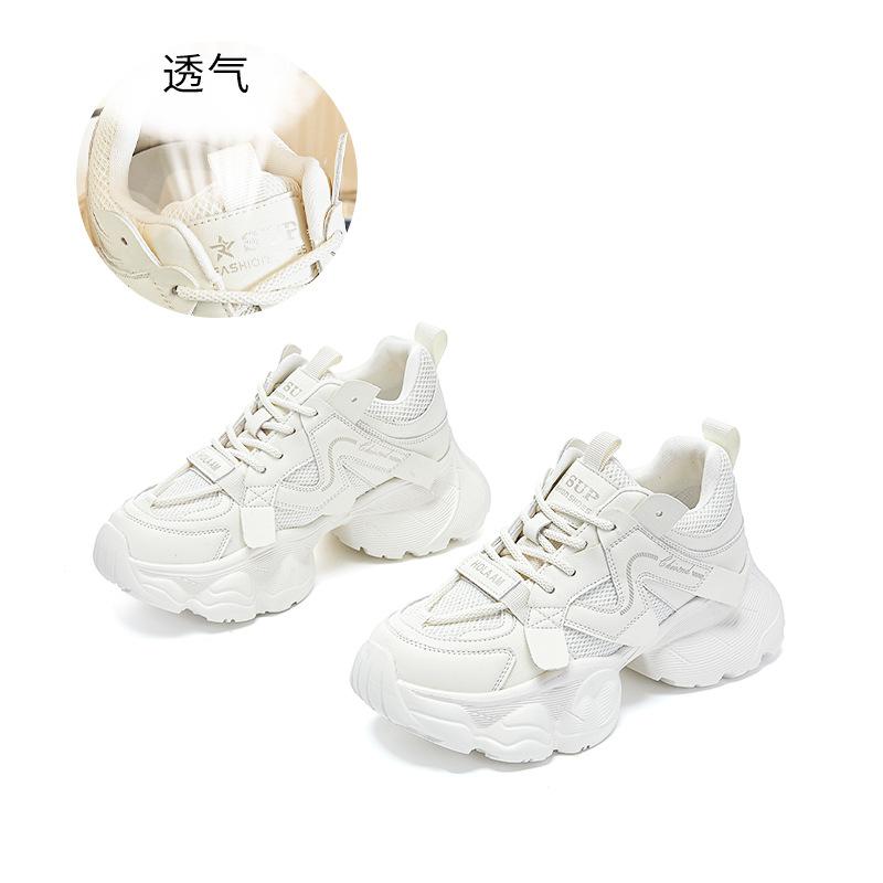Thick-soled heightening dad shoes women's summer breathable mesh shoes 2025 new versatile ins sports women's running shoes show long legs
