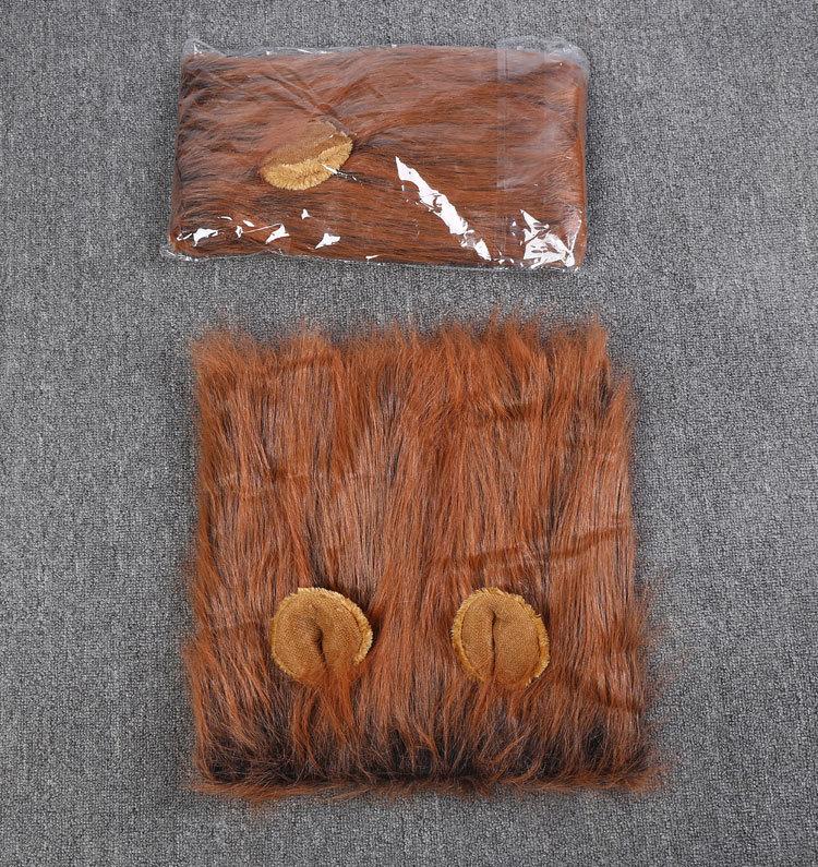 Dogs Emulation Lion Hair Mane with Tail for Medium To Large Sized Dogs Max 80cm Head Circumference Pet Cosplay Cap Scarf
