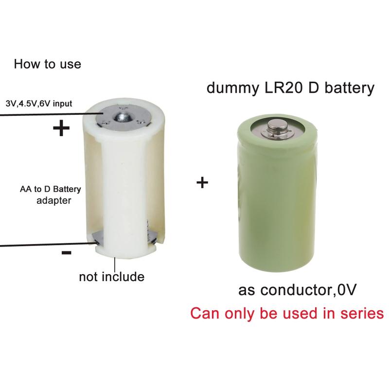 LR20 D Fake Battery Placeholder Replacement Dummy Battery Housing Case Skin Conductor for DIY Projects Not Real Battery